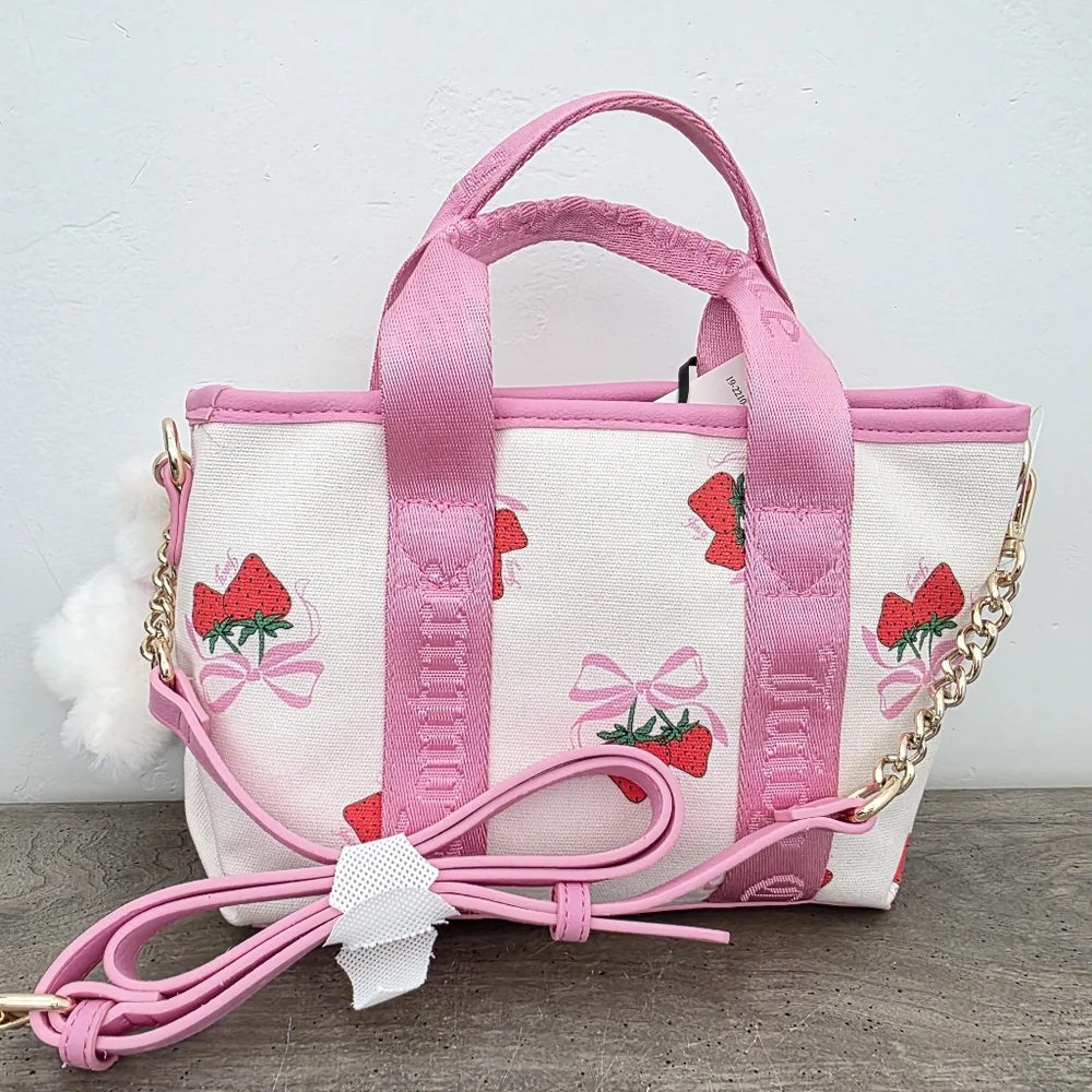 Viral Juicy Couture Strawberry Mini Bag Strawberry Pink Bow Teddy Bear - Picture 5 of 7